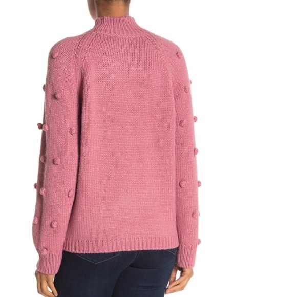 CeCe by Cynthia Steffe Pompom Sleeve Mock Neck - Picture 2 of 5